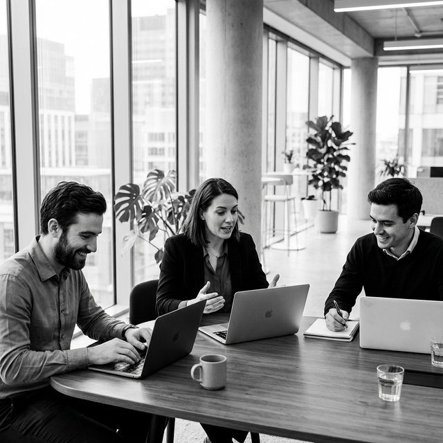 The BespokeLMS team working together in a modern office